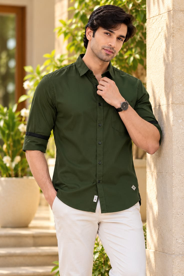 ReadyFit Green Casual Shirt